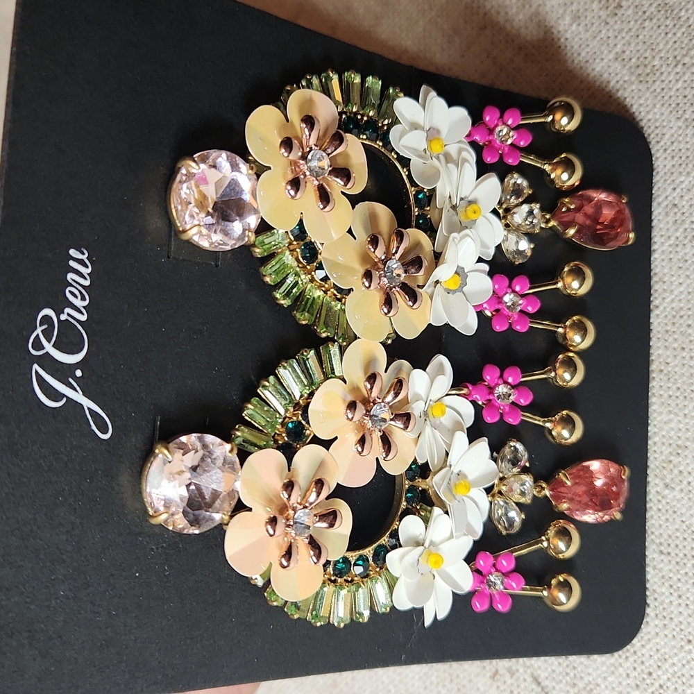 J. Crew Chandelier Style "Into the Wilderness" Sequin Floral Statement E… - Picture 8 of 10